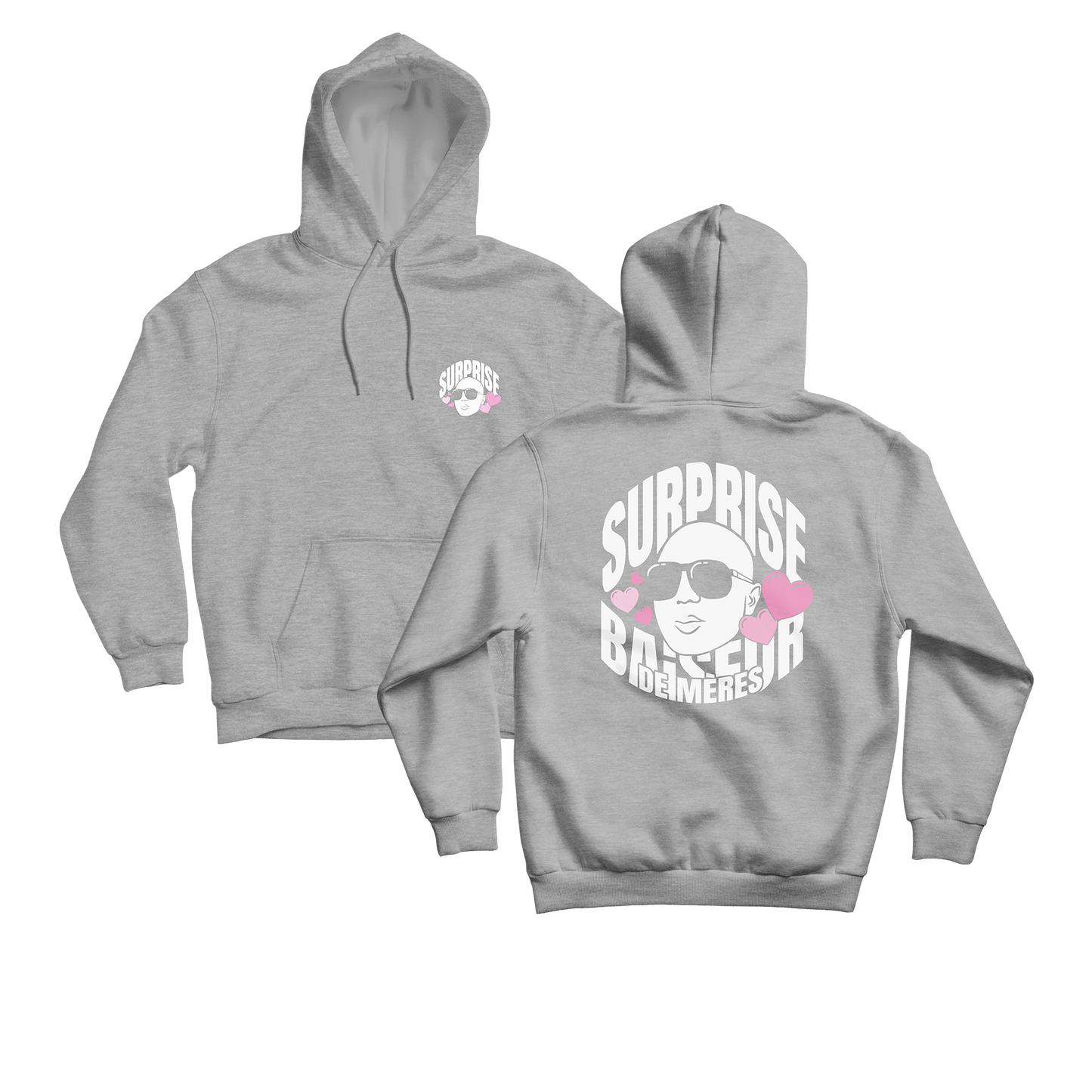 SWEAT-SHIRT CAPUCHE | "BAISEUR DE MERES" - Gris Chiné