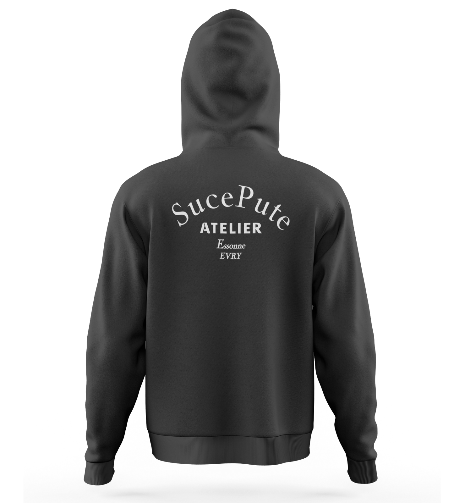 SWEAT-SHIRT CAPUCHE | "ATELIER" - Noir/Blanc