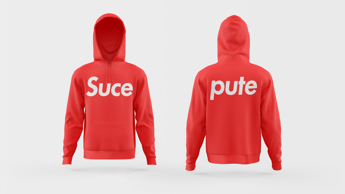 SWEAT-SHIRT CAPUCHE | "SUCEPUTE RECTO/VERSO" - Rouge