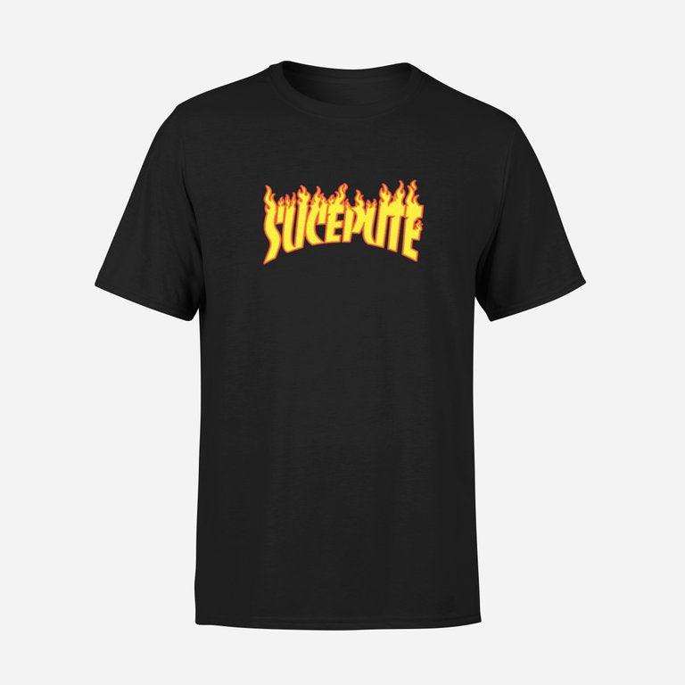 T-SHIRT MANCHES COURTES | SUCEPUTE "INFERNO" - Noir